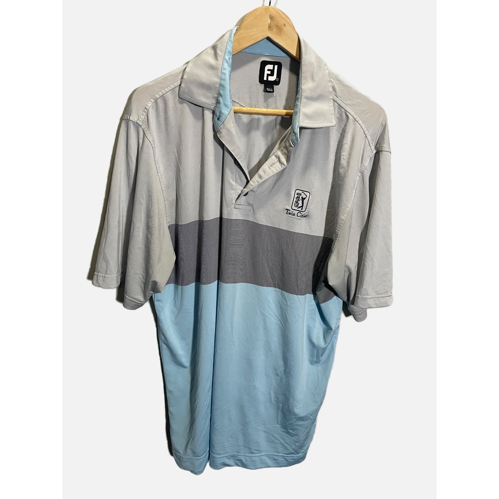 FootJoy Golf Polo Mens Large Blue Grey TPC Twin Cities Performance Shirt FJ